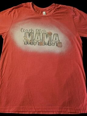 Bella Canvas Womens Large Shirt Sleeve 'Coach Pitch MAMA' Graphic Tee